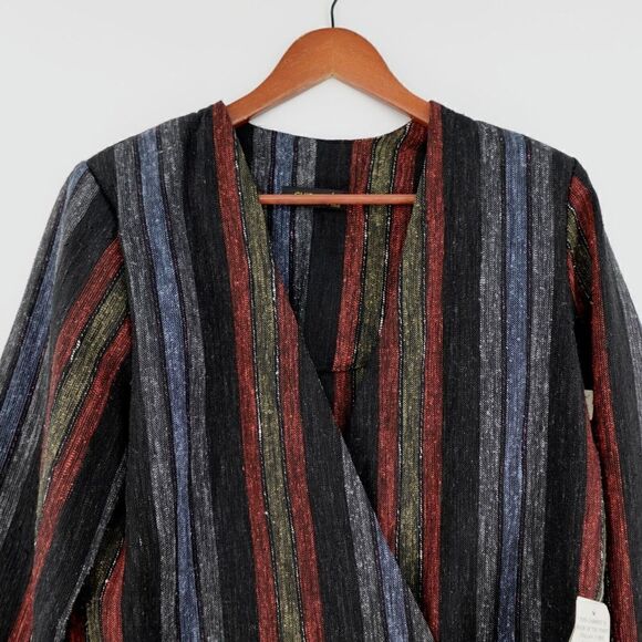 Chibaro Blazer Jacket Womens 7 Blue-Red Striped Double Breasted 80's VTG Retro - Picture 3 of 14